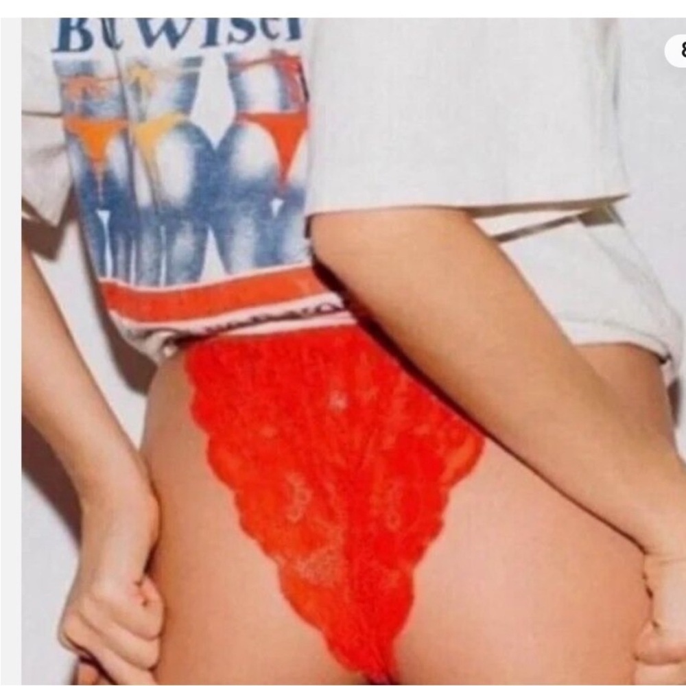 Free People X We are HAH Chase Me Down Panty in Siren Red - Picture 3 of 3